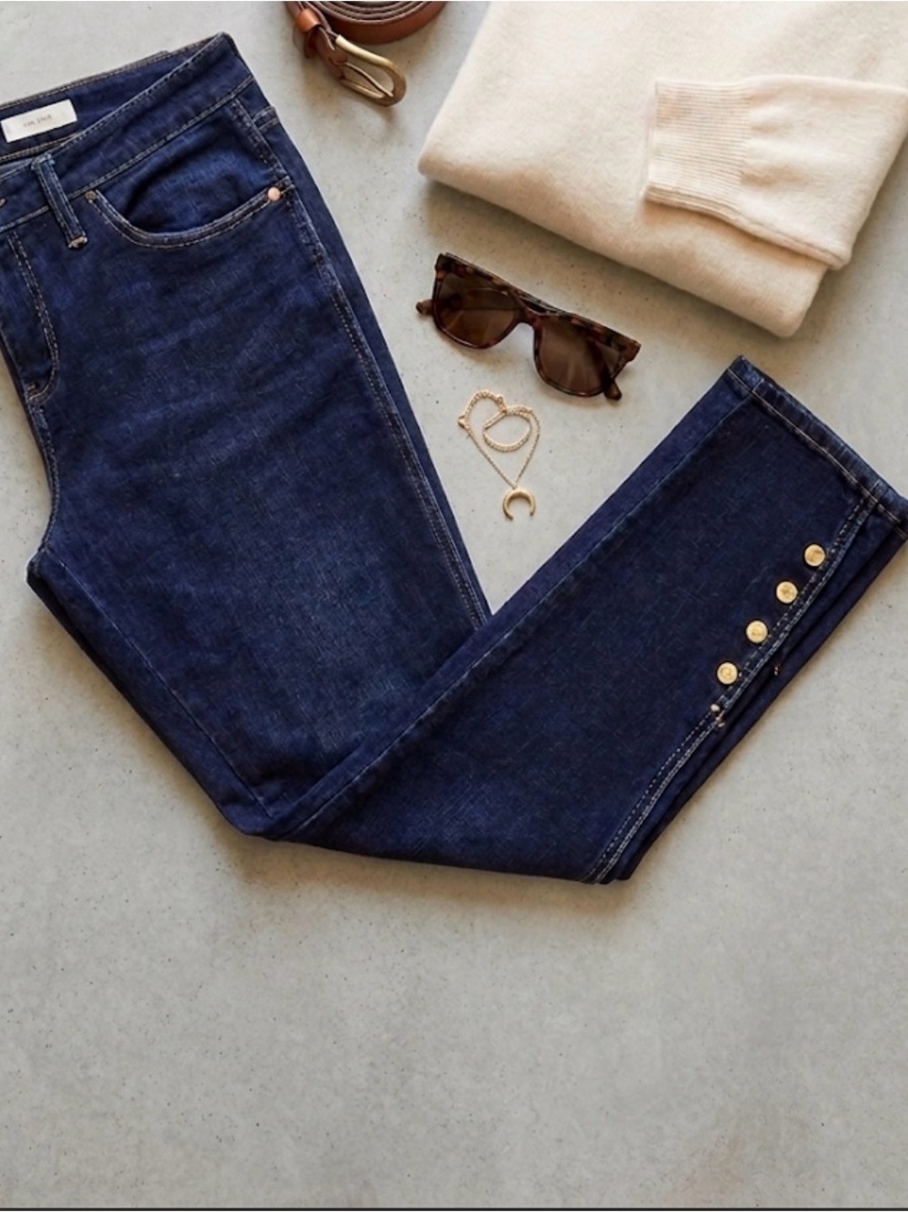 Anthropologie Pilcro The Stellar Skinny Jeans Size 32 Gold Ankle Button
